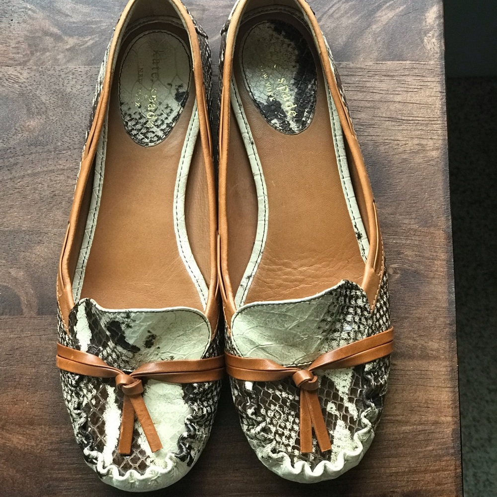 KATE SPADE Leather Animal Print Loafers